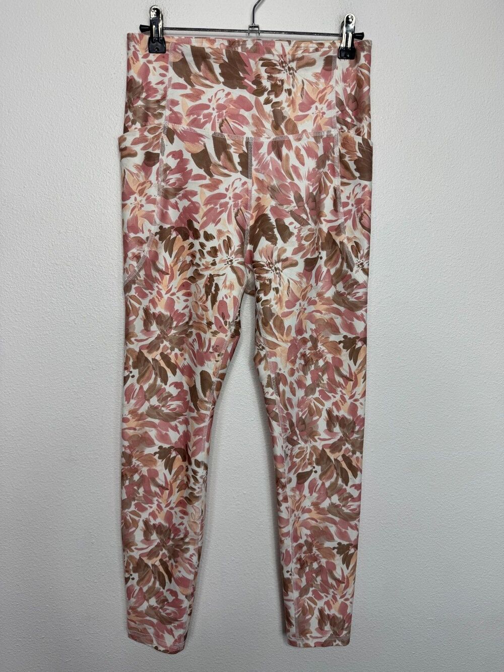 Freely Medium 7/8 Leggings Pink Floral High Waisted Pockets Performance Ankle
